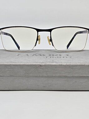 Morel Lightec 30040L BG02 Omicron 7 Blue Semi Rimless Eyeglasses Frame w/ Case